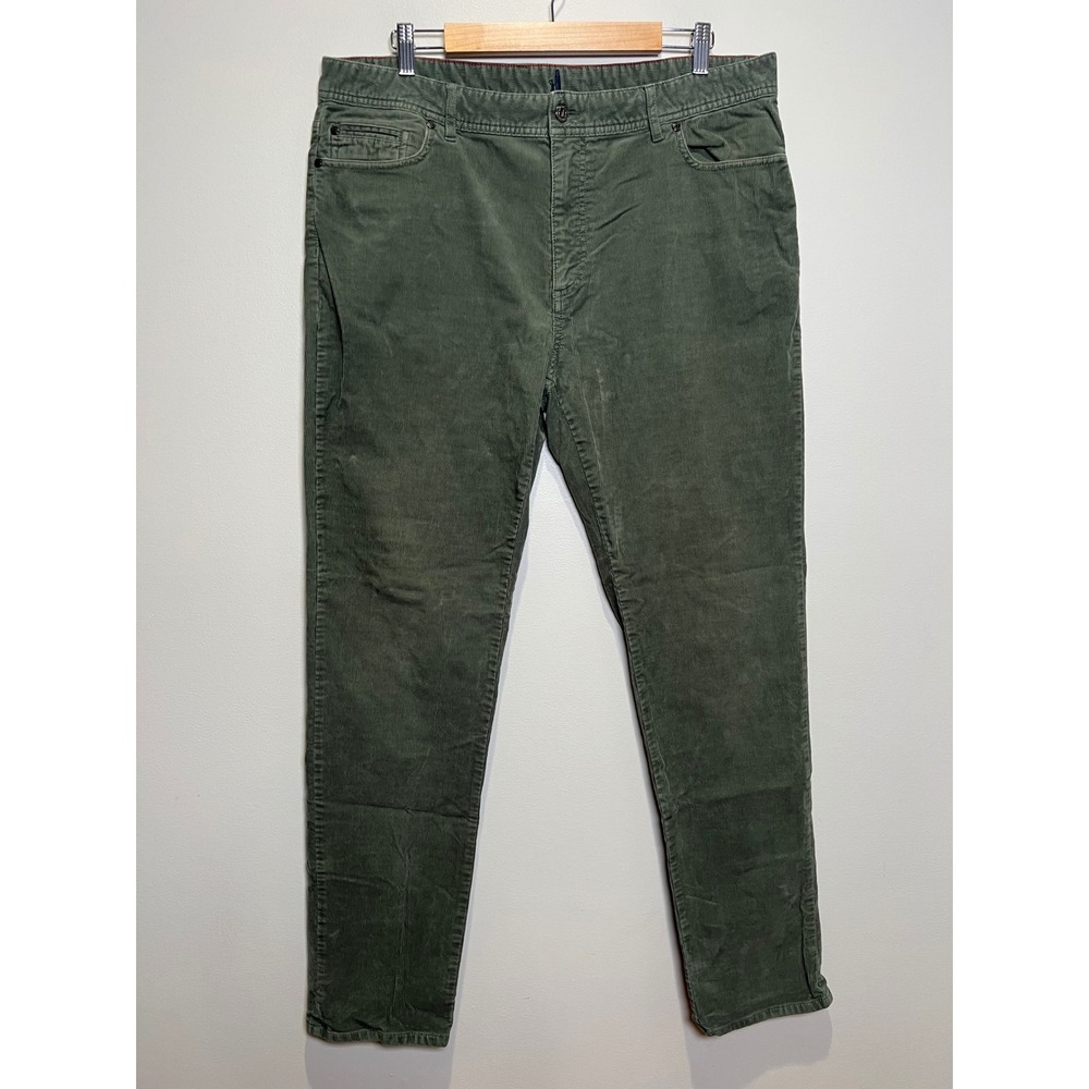 johnnie-O Corduroy Pants Mens 38x34 Green Straight Stretch Casual Five Pocket